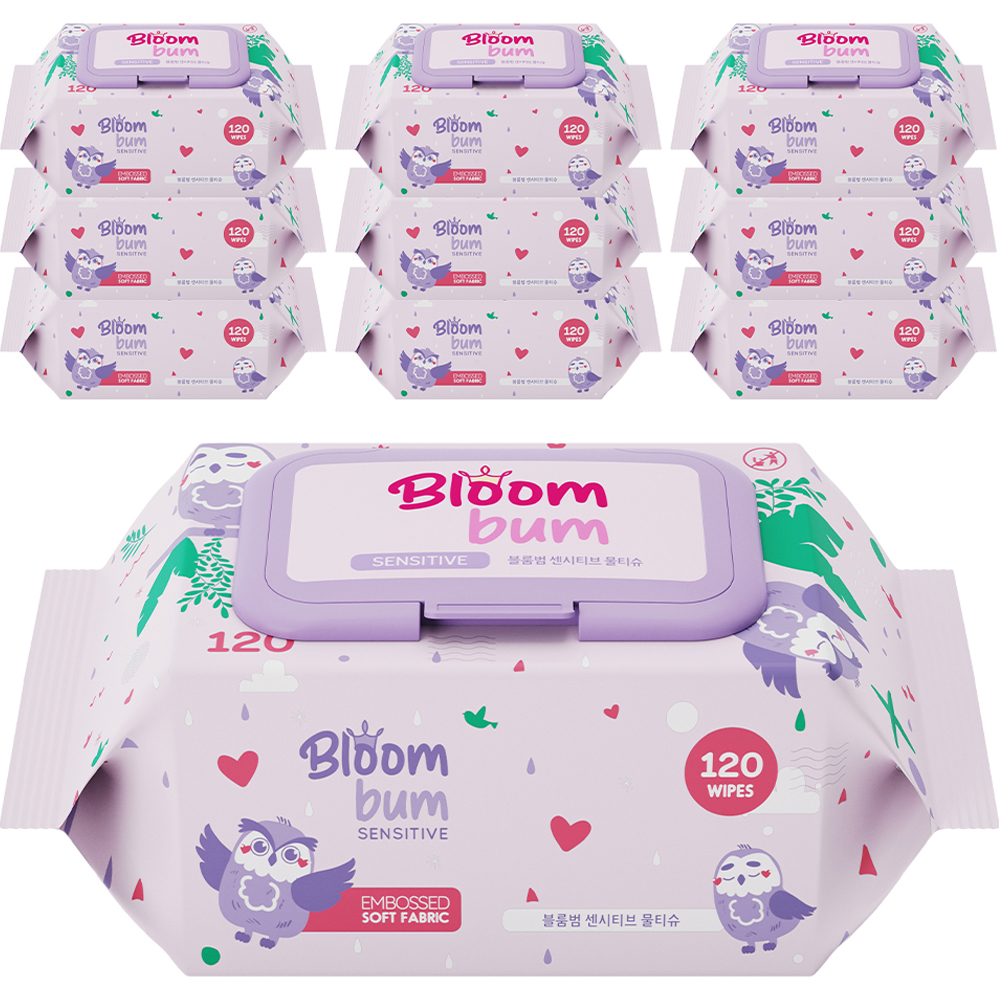 블룸범 센시티브 엠보싱 대용량 물티슈 캡형, 50g, 120매, 10개 11,440원