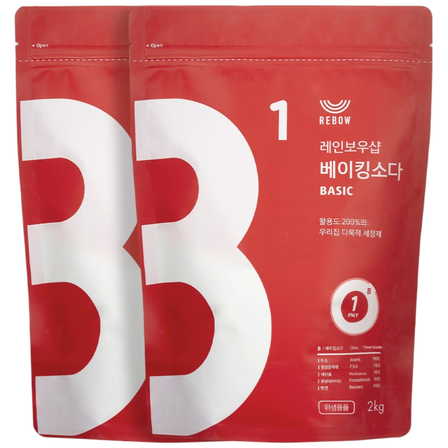 레인보우샵 베이킹소다 베이직, 2kg, 2개 8,500원