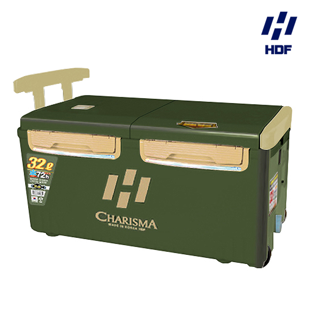 HDF 해동 카리스마 아이스박스 32L HB-249 낚시용 캐리어 바퀴 쿨러 32리터, 1개, 32L, 카키BR, 현재가 197,000원