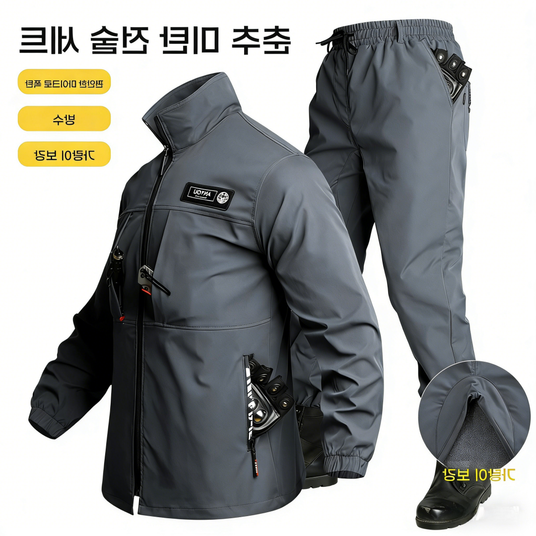 ANYOU 남자 춘추 작업복 방풍 방수 스판 정비복 등산복 낚시복 스포츠 상하의 세트 47,300원