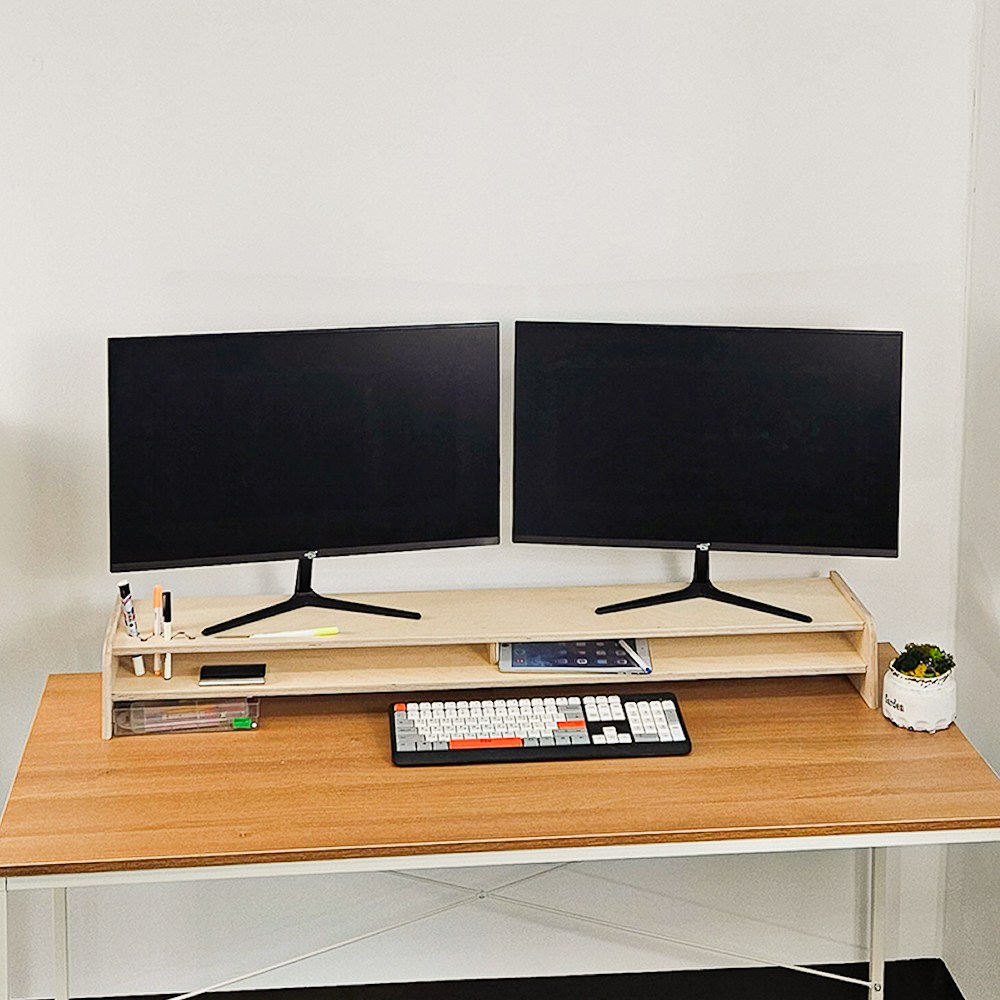 티스 자작나무 모니터 받침대 1200 컴퓨터 거치대 책상 정리 선반 듀얼 모니터 99,000원