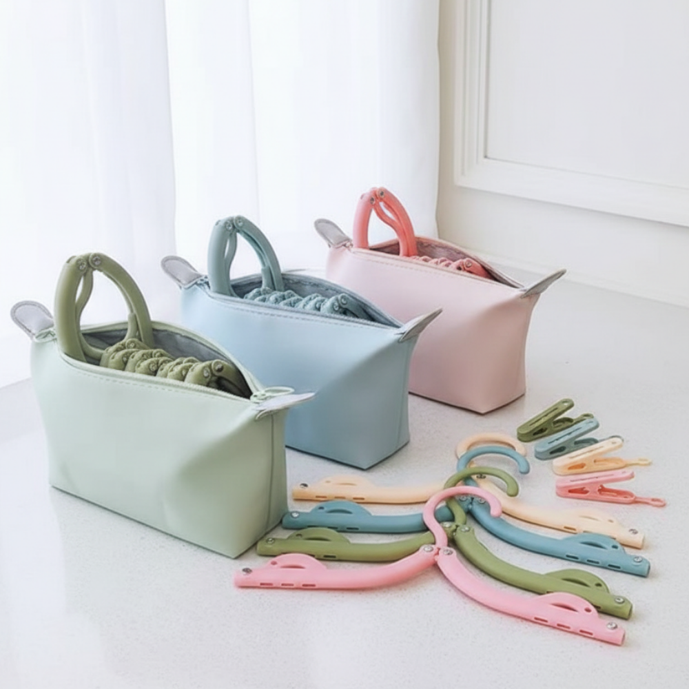 루미브 여행용 접이식 옷걸이 집게 파우치 세트, 1세트, 그린 11,400원