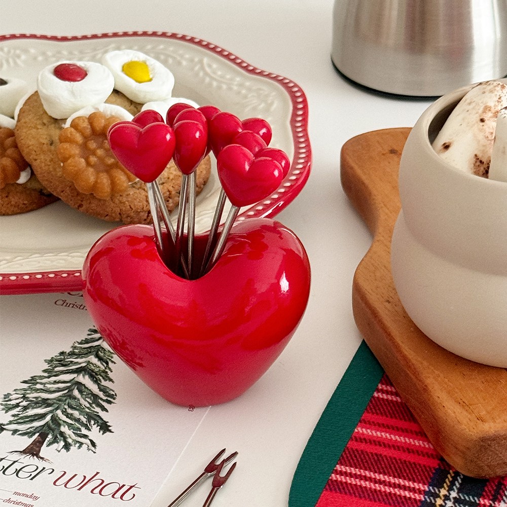이이공브이샵 레드 하트 디저트 과일 포크 10P세트 6,620원