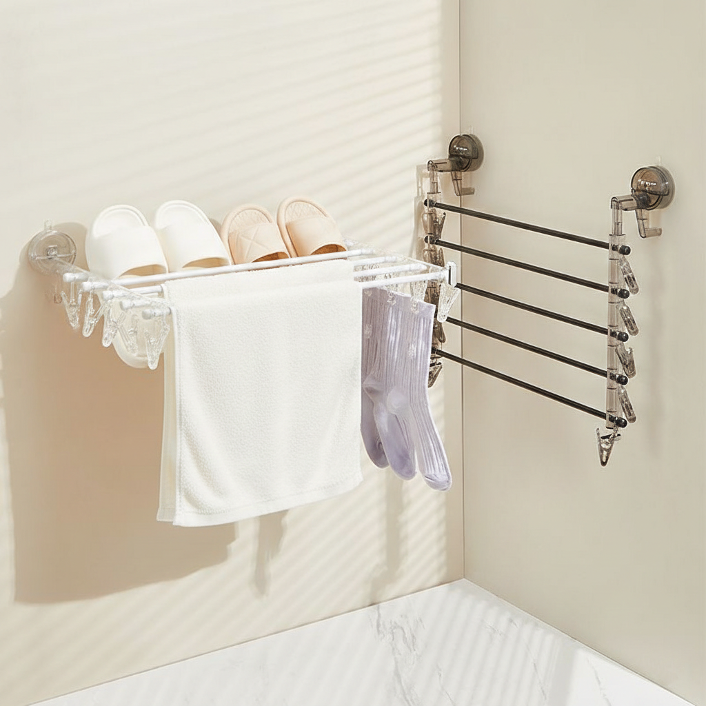 K-STORE 접이식 무타공건조대 세탁 튼튼한 벽걸이 수건걸이 미니 빨래 수건 흡착식 원룸 소형 건조대, 화이트 32,800원