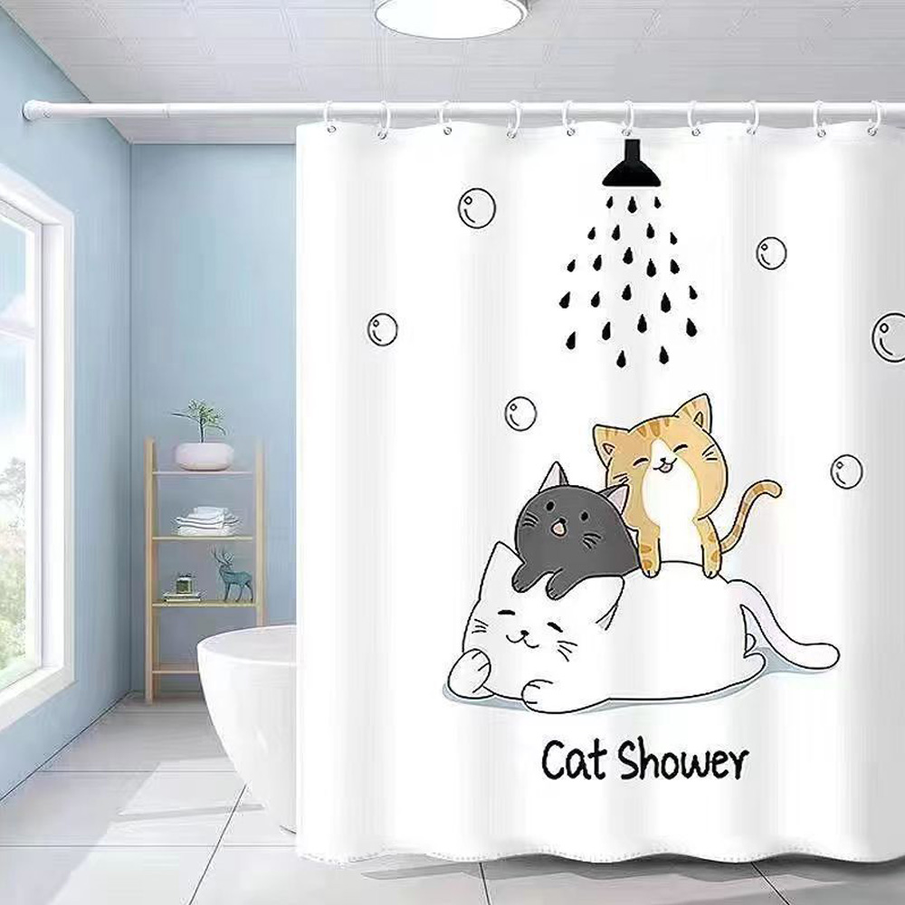 패브릭 욕실 샤워커튼 캣샤워 + 커튼링(12p) 세트 11,630원