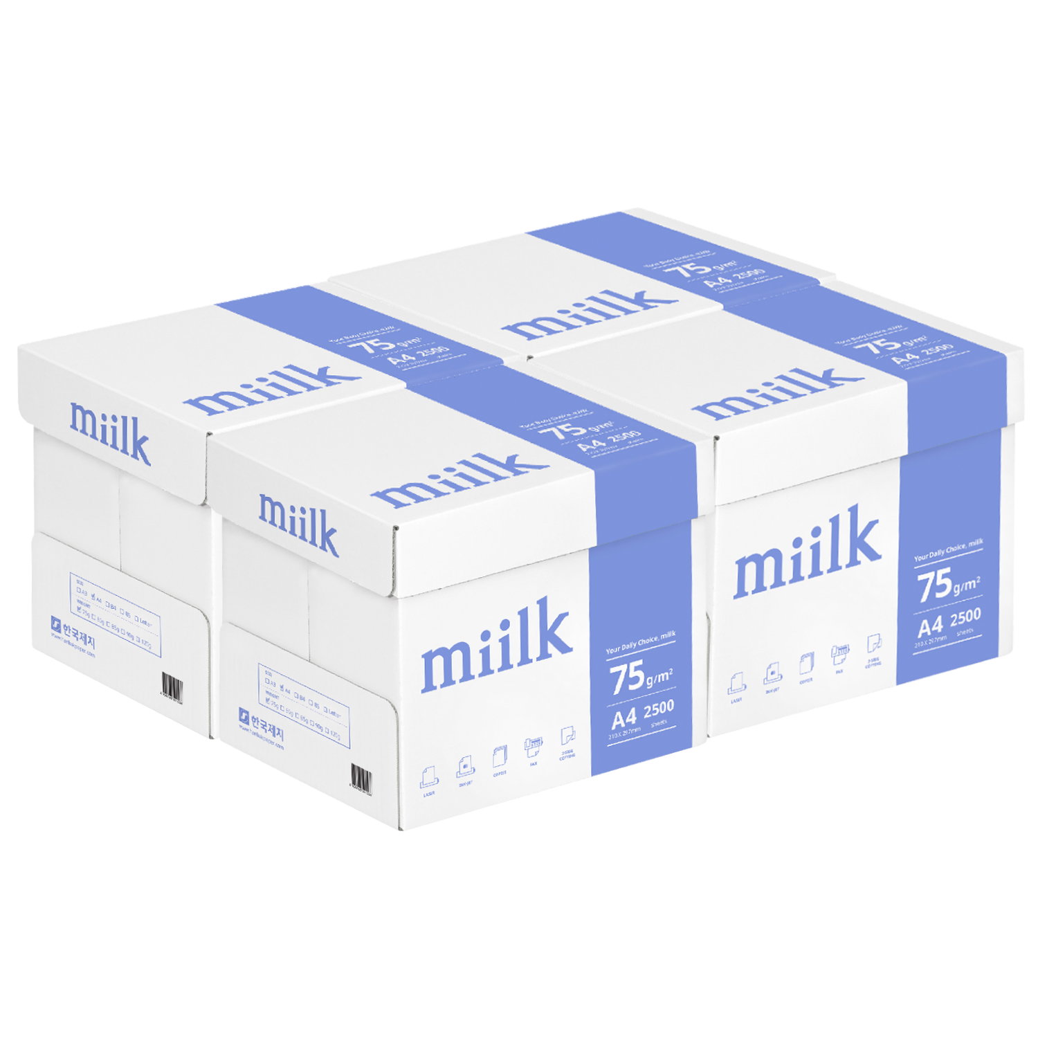 밀크 A4 복사용지(A4용지) 75g 10000매(4박스), 단품, 4박스 88,000원
