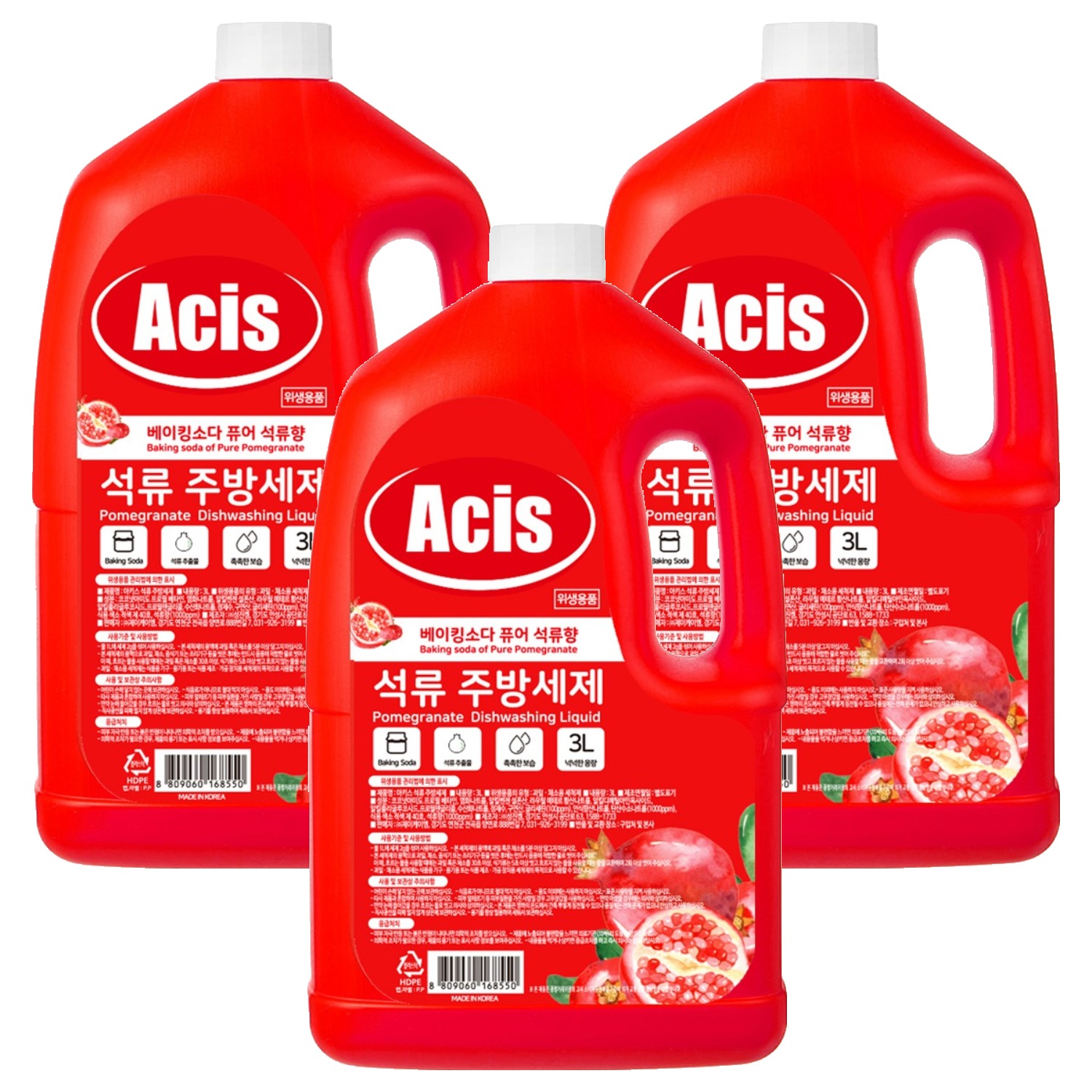 아키스 베이킹소다 퓨어 석류 주방세제, 3L, 3개 20,700원