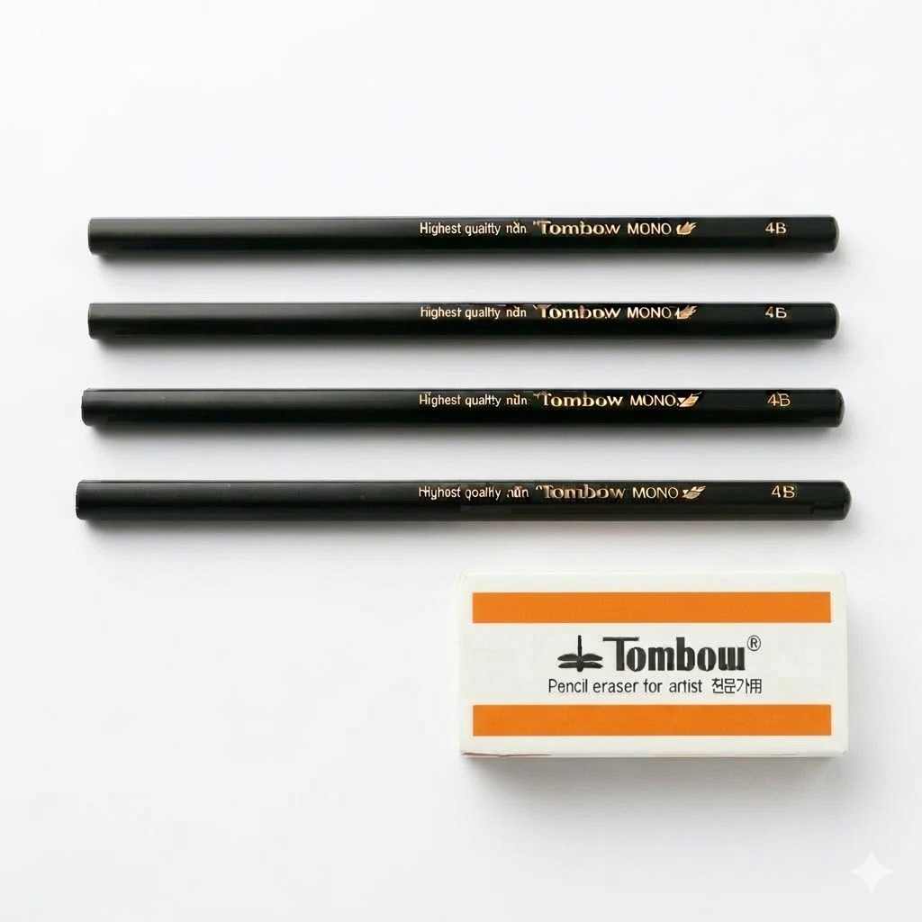 톰보우 모노J 연필 4B (4개입) + 지우개 (1개입) 12,500원
