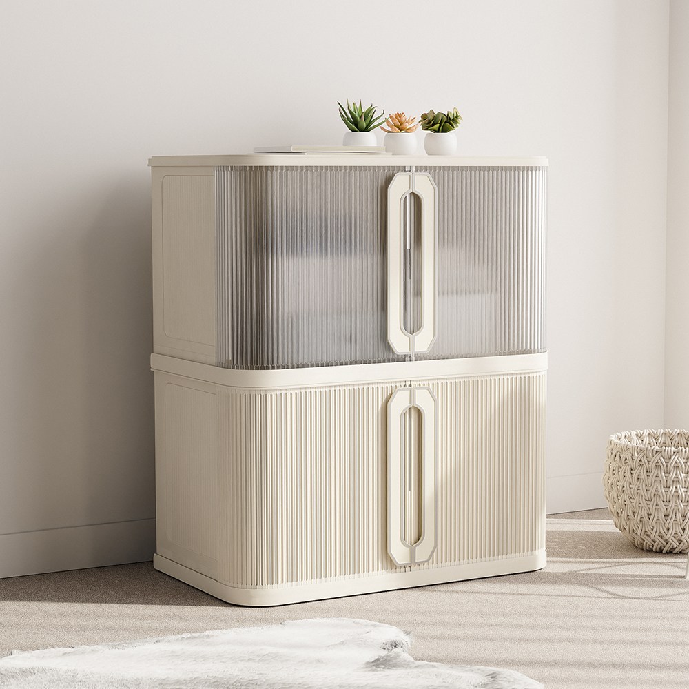 홈비 양문형 슬라이딩 도어 적층형 리빙박스, 1개, 아이보리 34,900원