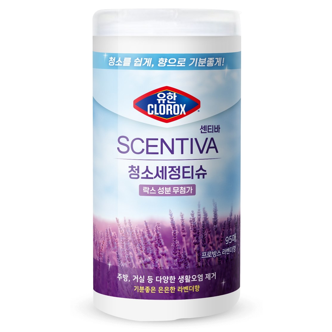 유한클로락스 센티바 청소세정티슈 프로방스라벤더향 95매 15,800원