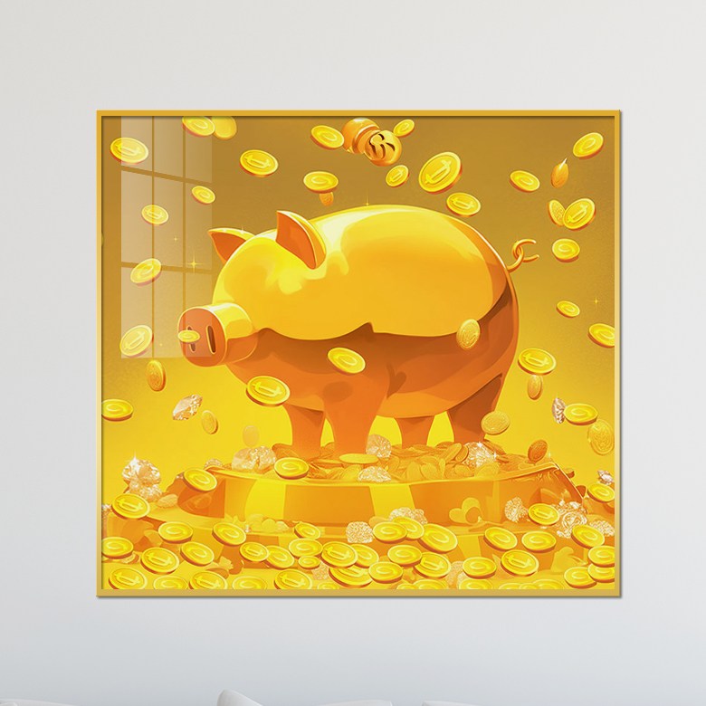 아트블루 돈 들어오는 황금 돼지 코인 그림 정사각 액자 개업 집들이 선물 인테리어 소품, 1.눈이없는 황금 돼지 코인 109,000원