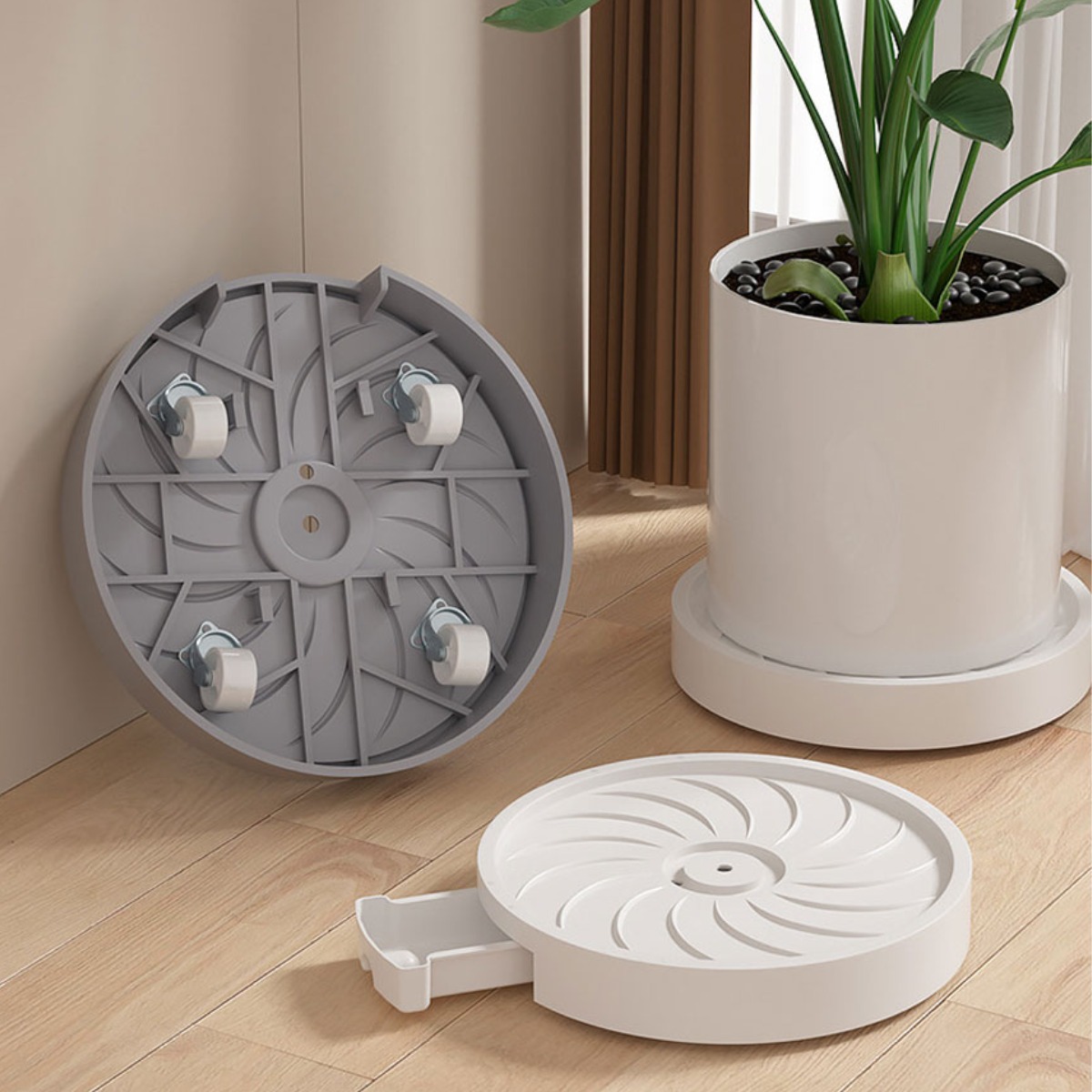 우이지아 자동물빠짐 안전바퀴 화분받침대, 1개, 화이트 16,500원