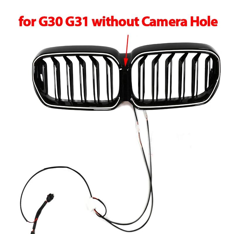 LED 화이트 라이트 글로스 블랙 자동차 앞 범퍼 키드니 그릴 BMW 5 시리즈 G30 G38 G31 페이스리프트 LCI 2 142,300원