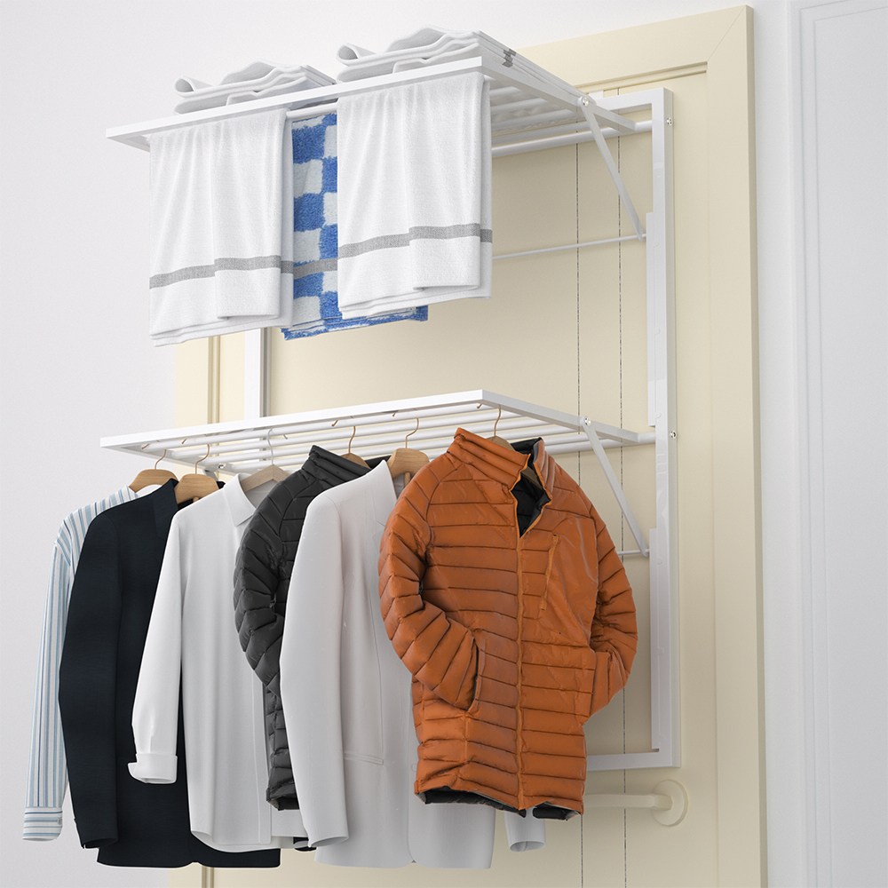 UTIMIU 2단 튼튼한 문걸이 빨래건조대 높이조절가능, 화이트 93,250원