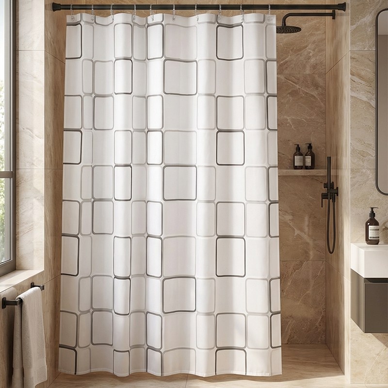 리빙빈욕실 방수 샤워 커튼 + 커튼링 포함, 1개, 모던스퀘어 5,990원