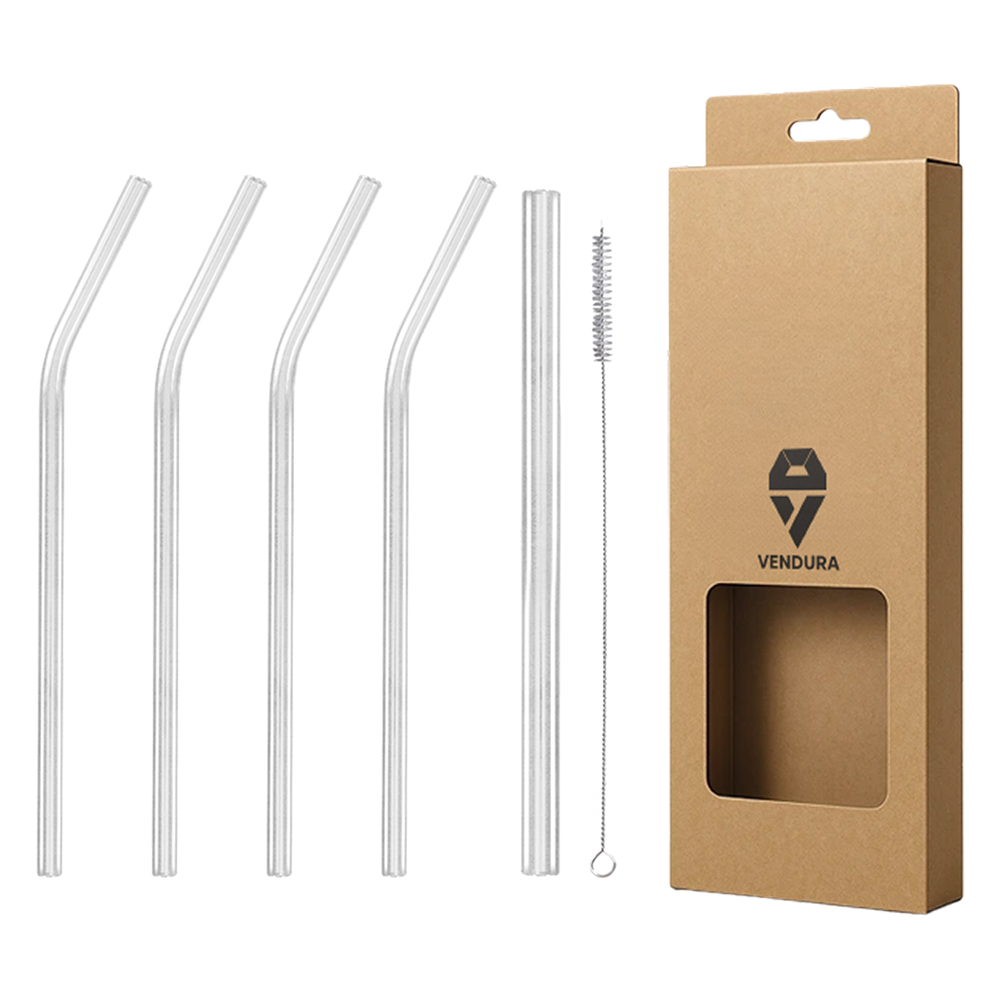벤듀라 내열 강화 유리 빨대 300mm 곡선형 4p + 스무디용 직선 + 세척솔 세트 6,470원