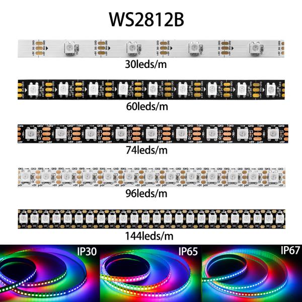 DC5V WS2812B WS2812 Led 스트립 30/60/74/96/144leds/m 검정 흰색 PCB RGB 개별적으로 주소 지정이 가능한 13,400원