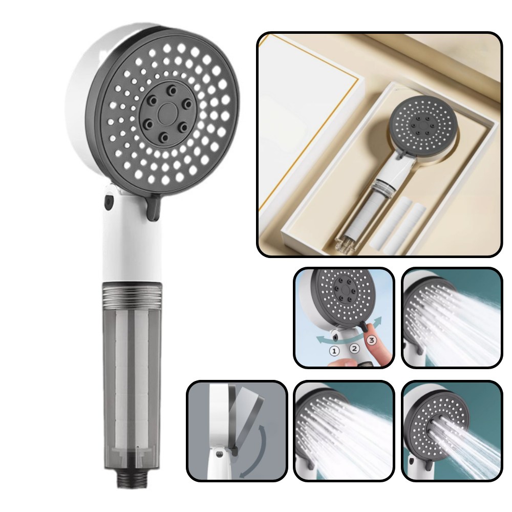 비벤너스 수압상승 헤드조절 온오프 3단 욕실 필터 샤워기, 화이트샤워기+필터3개, 1개 10,000원