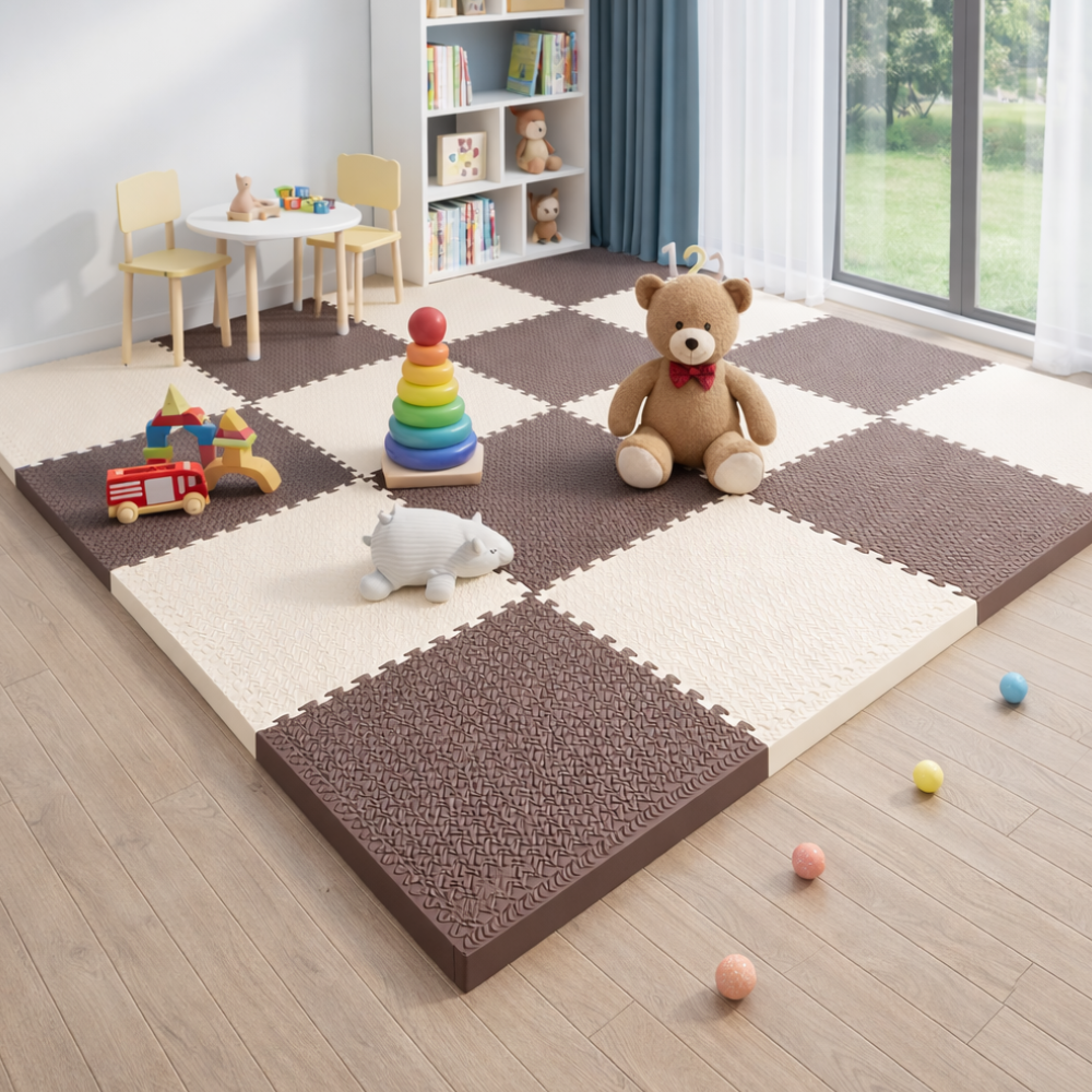 바디플로우 EVA 두꺼운 층간소음 퍼즐매트, 화이트+브라운, 16개 30,800원