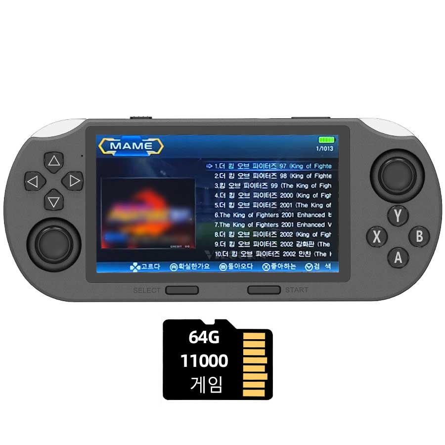 VILCORN 휴대용 레트로 게임기 4.5인치 IPS 한국형 게임 콘솔 내장 11000 게임 PS1/GBA/SFC 지원, 64G 48,000원