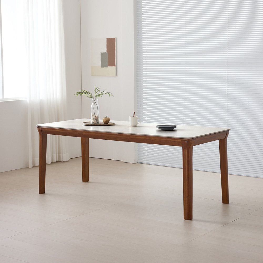 라로퍼니처 노바 1900 연그레이 포세린 통 세라믹 6인 식탁 6인용 참죽나무 원목 테이블, 6인용, 단품 330,000원