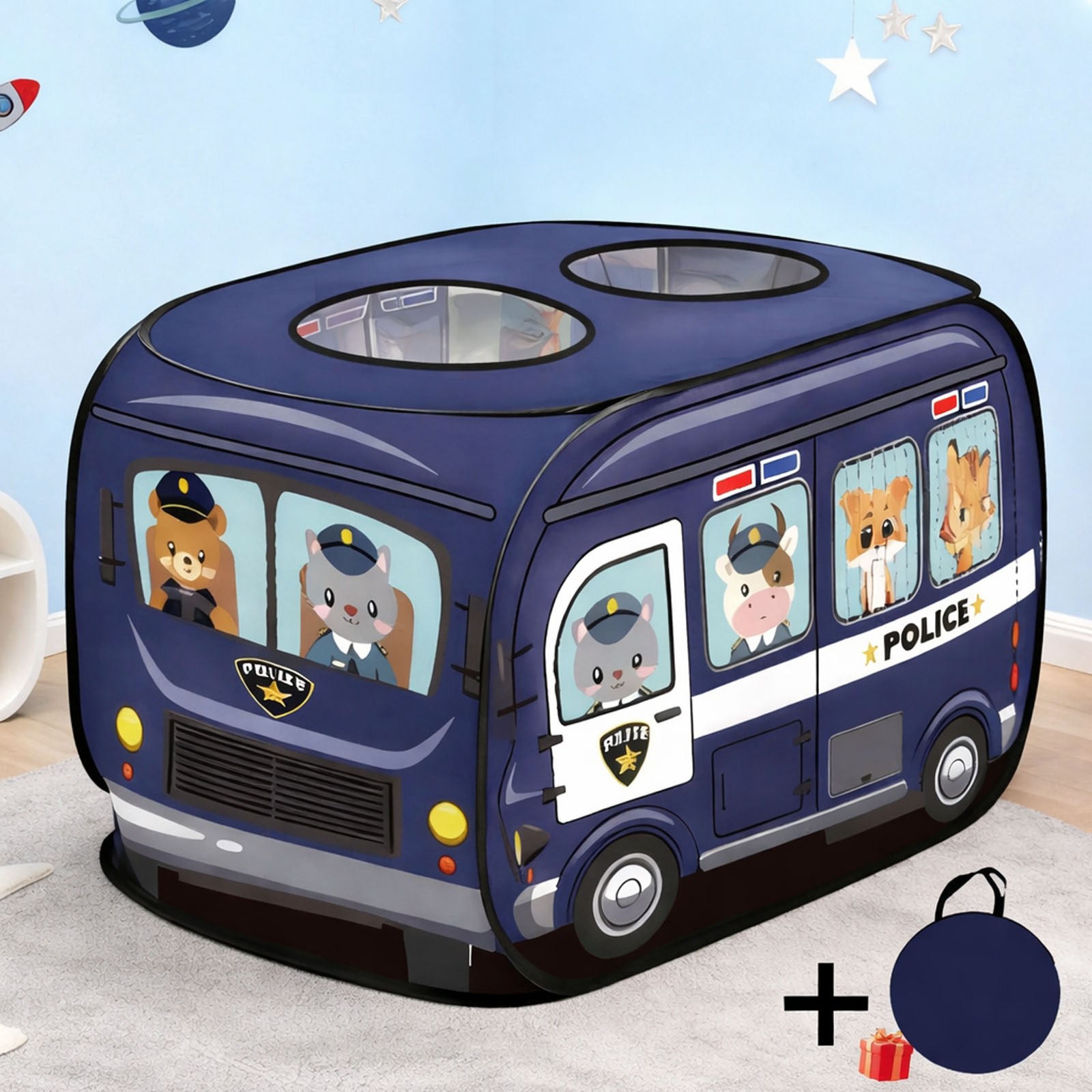 VELNIO 원터치 자동 펼침 텐트 경찰차 캐릭터 실내외 사용 접이식 하우스 휴대용 수납가방 포함 21,900원