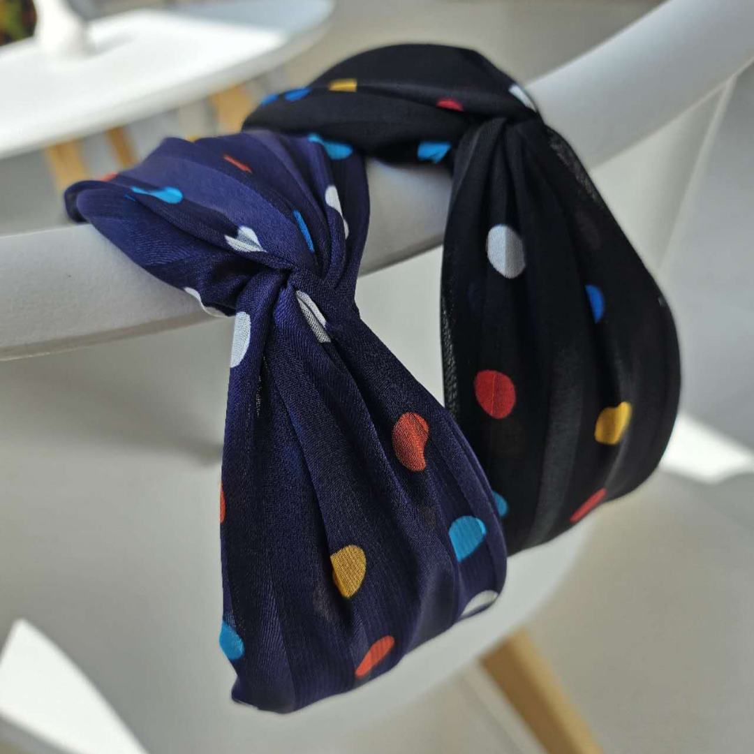 얼굴톤업 복고스타일 반다나머리띠 땡땡이 여성헤어밴드 - 네이비/블랙 12,370원