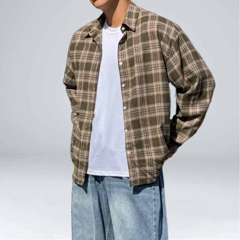 이브클로젯 남성용 체크 오버핏 코튼 긴팔 셔츠 6657-1 39,800원