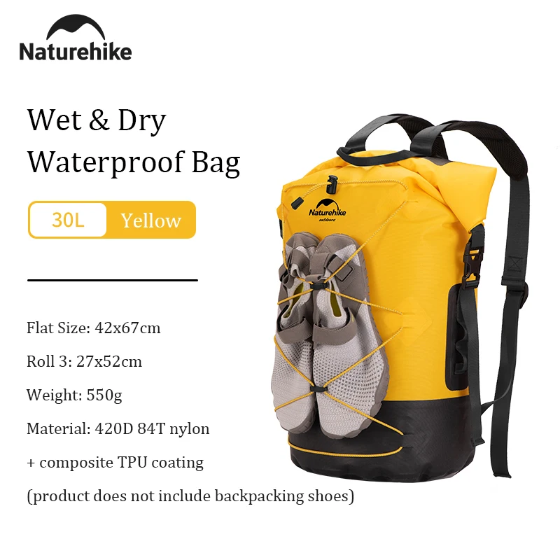 네이처하이크 배낭 방수 야외 여행 캠핑을위한 건식 분리 20/30/40 L 경량 430g IPX6 TPU 47,100원