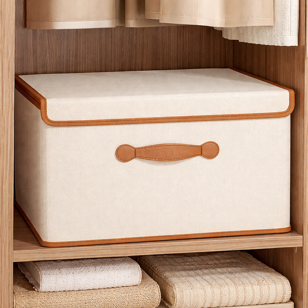 하스몰 대용량 손잡이 접이식 옷 정리함 커버형 정리 다용도 수납박스, 베이지, 1개 10,900원