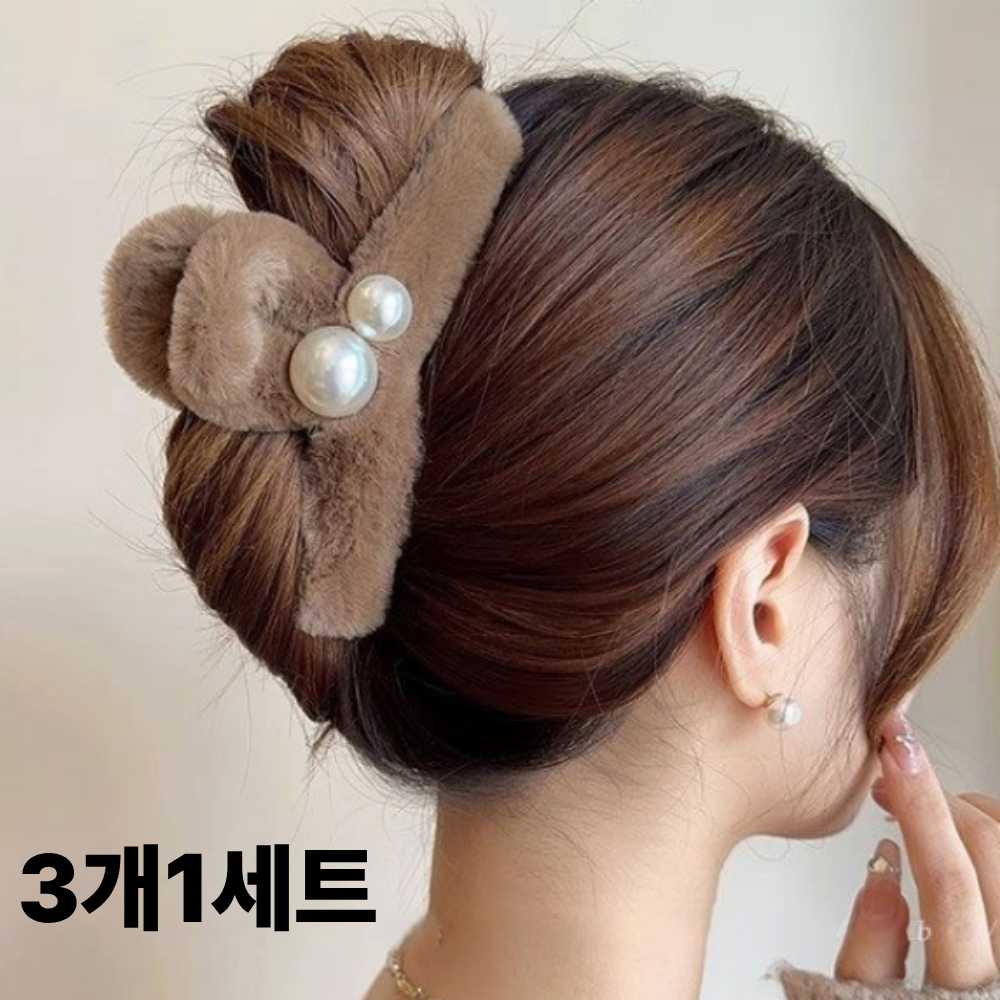 트렌도라 여성 밍크 머리집게핀 대형 3P헤어집게 10,500원