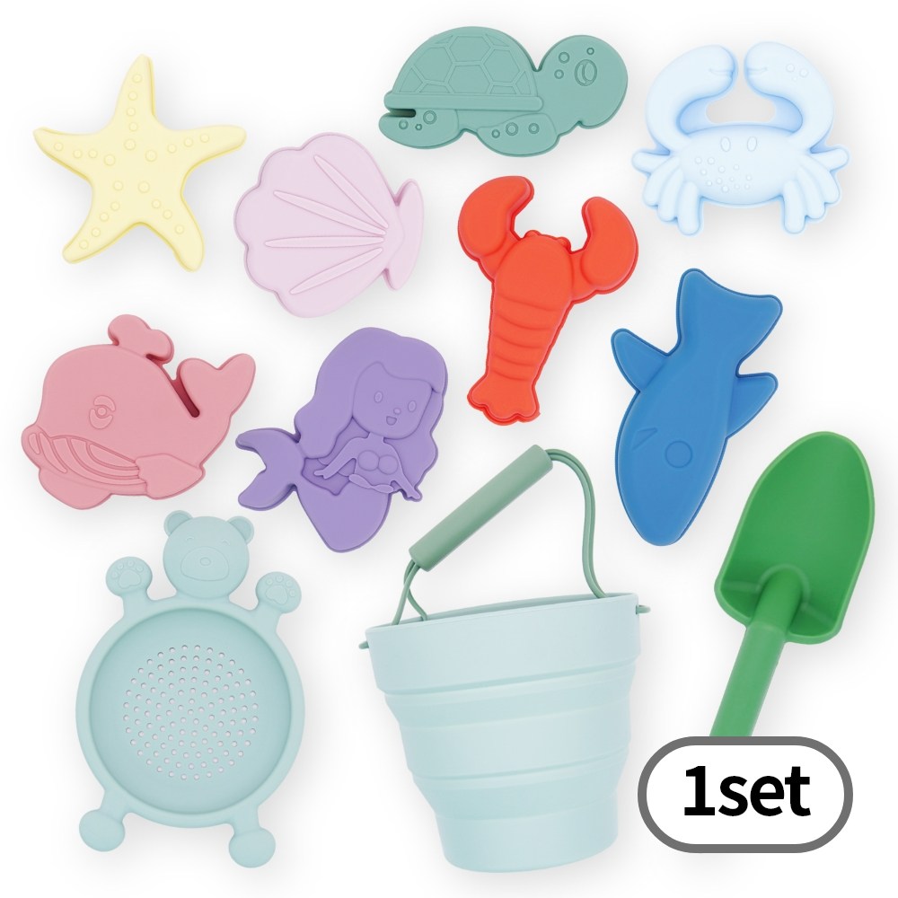 토이토 실리콘 모래놀이 11pcs 올인원 세트 접이식 소프트 샌드토이, 1개 25,900원