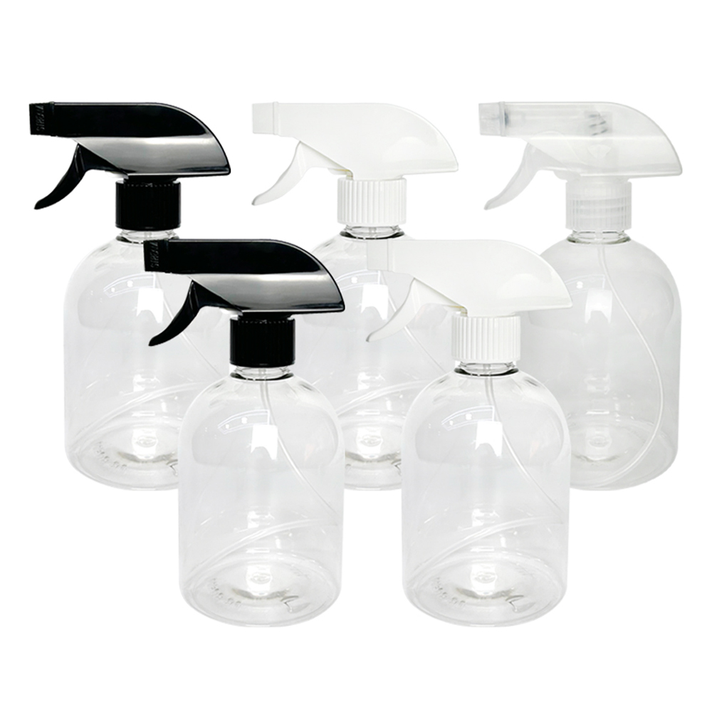 월드크린 투명 분무기 납작원형 500ml x 5p 세트, 1세트, 블랙, 블랙, 화이트, 화이트, 투명 12,050원