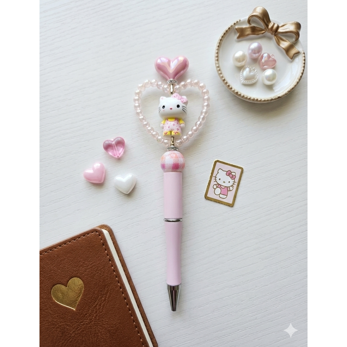 동대문 볼펜꾸미기 완제품, 1개, 하트링속 고양이(핑크) 6,900원