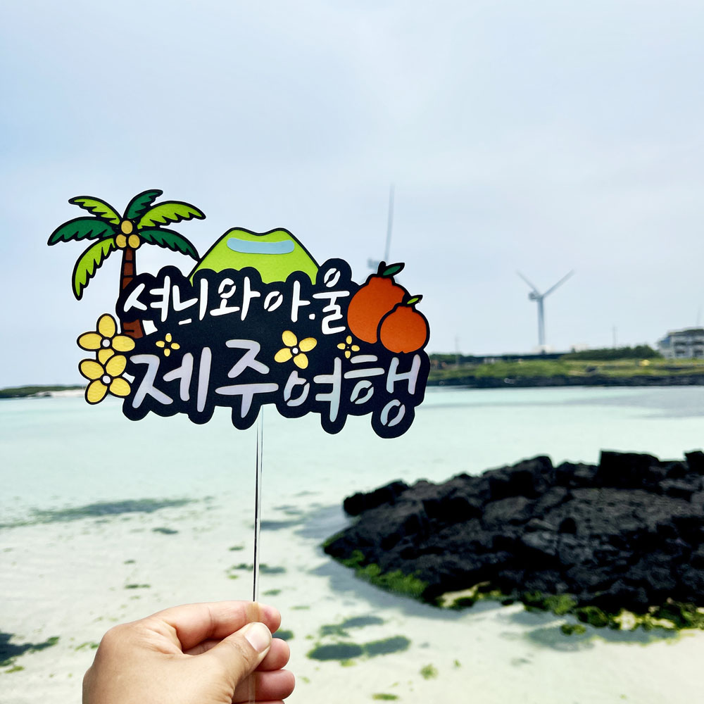 제주 여행토퍼 제주도 여행중 픽 신혼 가족 연인 우정 촬영소품 한라산 야자수 귤 [설렘파티] 11,870원