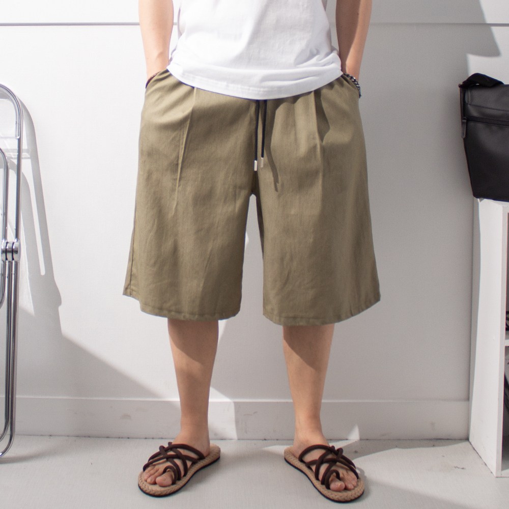 _ 얇은 와이드 원턱 버뮤다 냉감 팬츠   편한 시원한 여름 6부 반바지 24,500원