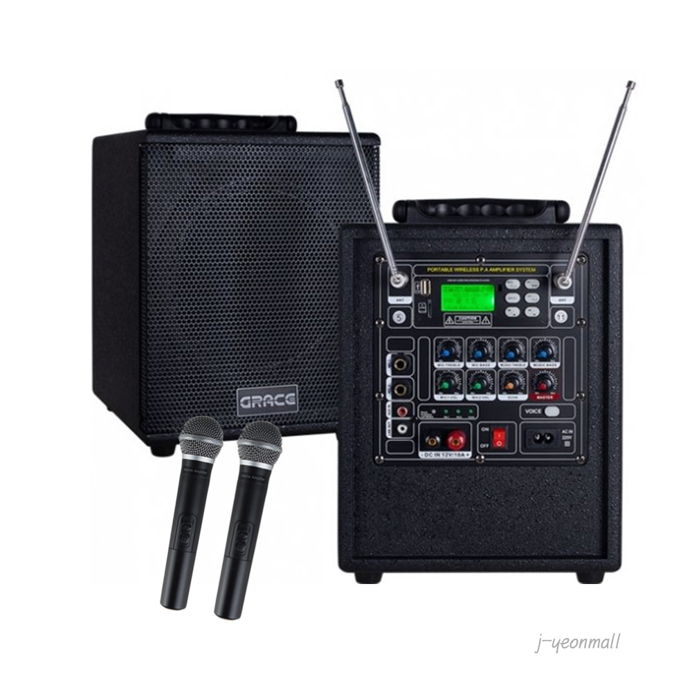 그레이스 블루투스 충전식휴대용 이동형앰프 150W + 핸드형 무선마이크2p + AC케이블 + 적외선리모컨 337,000원