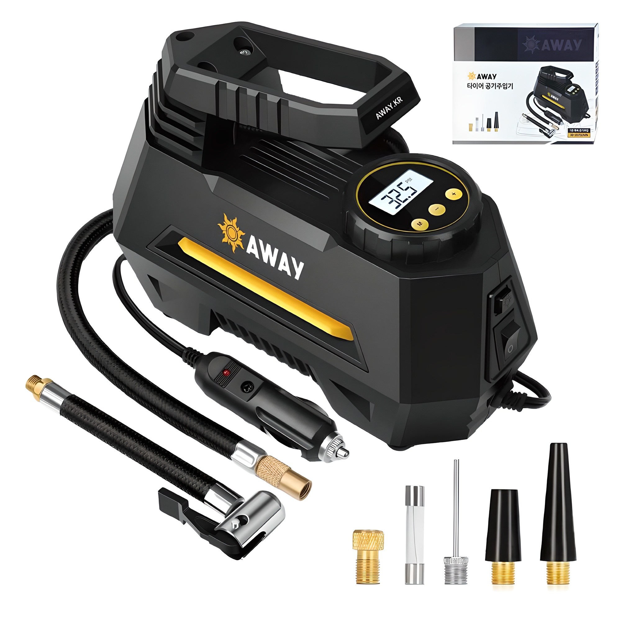 어웨이 타이어 공기주입기, 1개, 블랙, 현재가 37,400원