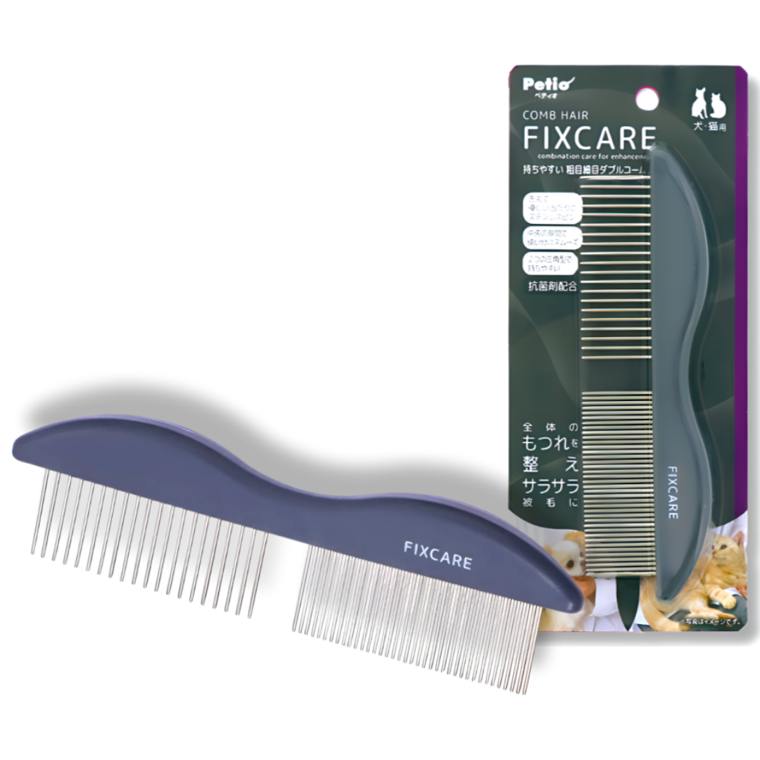 일본 페티오 강아지 고양이 일자빗 가늘고 굵은 듀얼콤 엉킨털 이물질 털관리 빗 픽스케어, 그레이계, 1개 10,450원