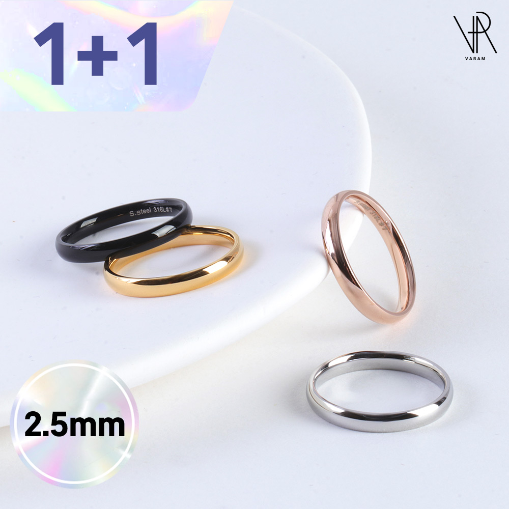 VARAM [1+1] 써지컬 316L 스틸 2.5mm 라운드반지 9,900원