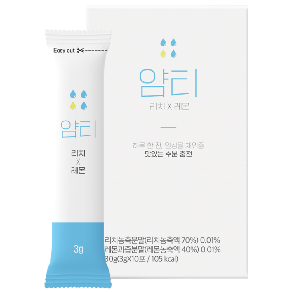 얌티 수분충전 이온음료 분말 리치 레몬, 1박스, 10개입, 3g 12,000원