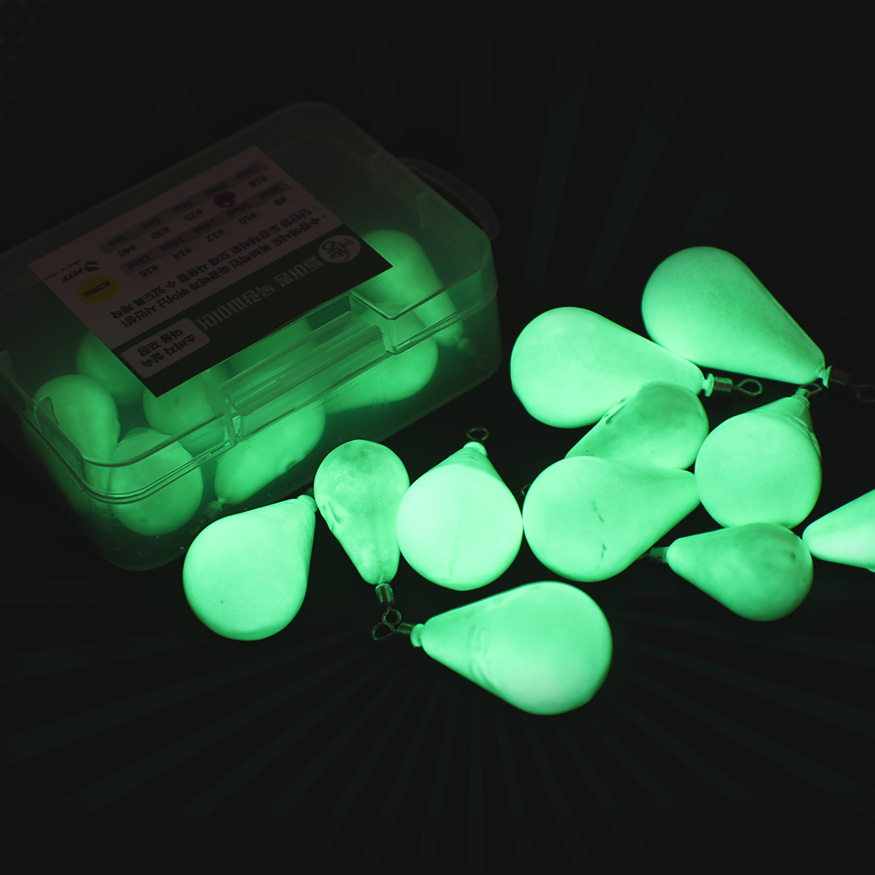 물방울 봉돌 초고휘도 옥광봉돌 덕용 회전고리추 축광 야광추 싱커 13,700원