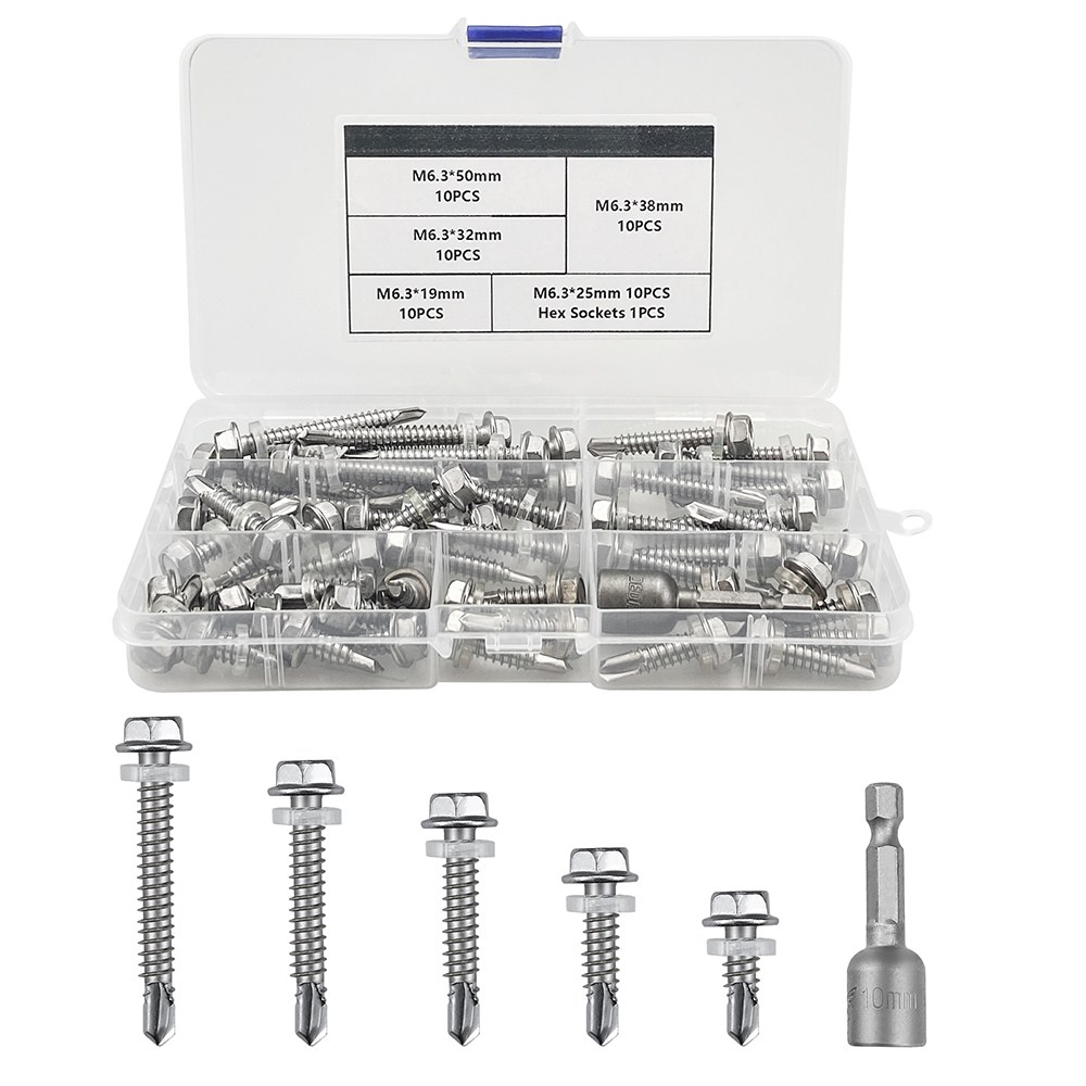 금속 셀프 태핑 육각 머리 나사, 완전 나사산 주석 지붕 드릴링 볼트, 외부 육각 도브테일 셀프 드릴링 나사, 셀프 드릴링 육각 머리 나사 조합 키트, 셀프 태핑 나사 13,990원