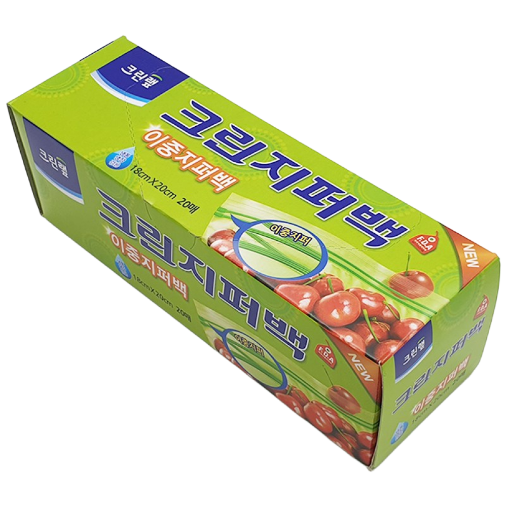 크린지퍼백 18cm x 20cm 20매, 1개 3,400원