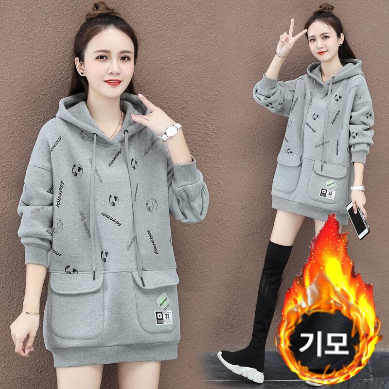 빅사이즈 여성복 3가지 컬러 레터링 프린트 후드티 맨투맨 가을겨울 루즈핏 기모 방한 긴팔 맨투맨 티셔츠 상의 캐주얼 데일리복 24,800원