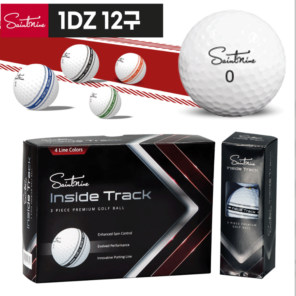 세인트나인 인사이드 트랙 3피스 골프공 1다즌 12알, 1다즌 화이트 4컬러라인, 12개입, 1개 29,800원