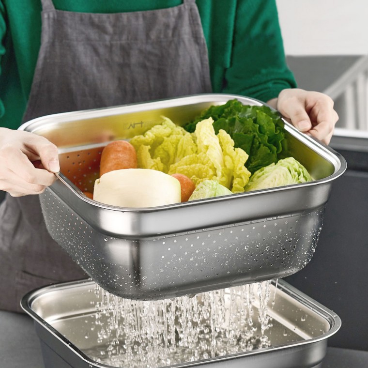 키친아트 스텐 설거지통 물빠짐 타공볼 믹싱 세척볼 식기건조 야채 트레이 17,720원