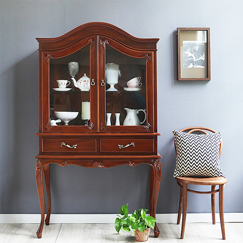 [유캐슬] 마호가니 원목 엘렌 엔틱 장식장 그릇장 (접시장), 엔틱컬러 515,000원