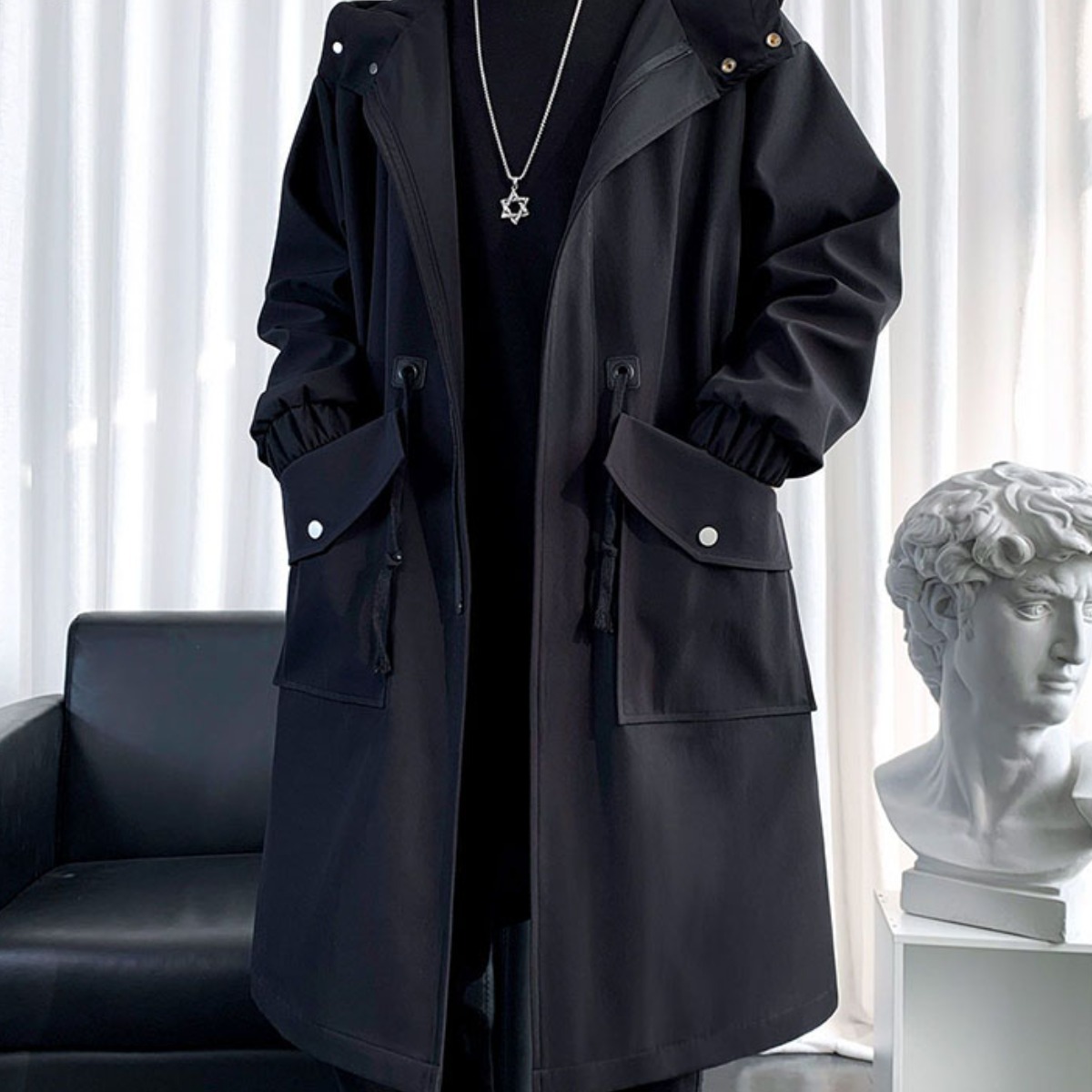 AOKADA 트렌치코트 남자 봄가을 중장기장 코트 롱사이즈 캐주얼 빅사이즈 남성 의류 3색 28,160원