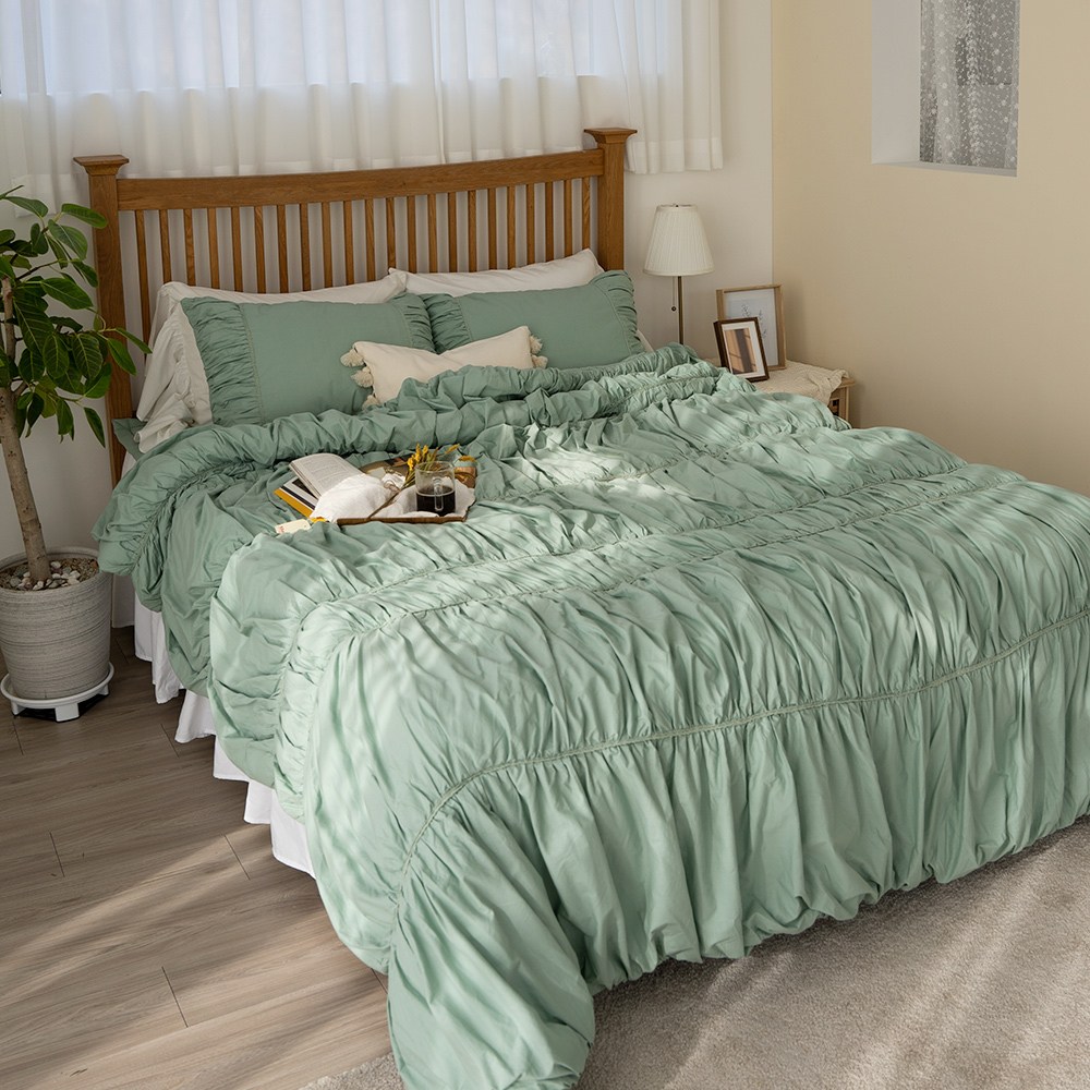 에어룸 오가닉 코튼100 드레스 셔링이불 침구풀세트 219,000원